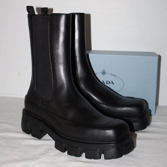 NWOB PRADA Black Monolith Chelsea Boot Mens Boots 7 - Picture 1 of 8